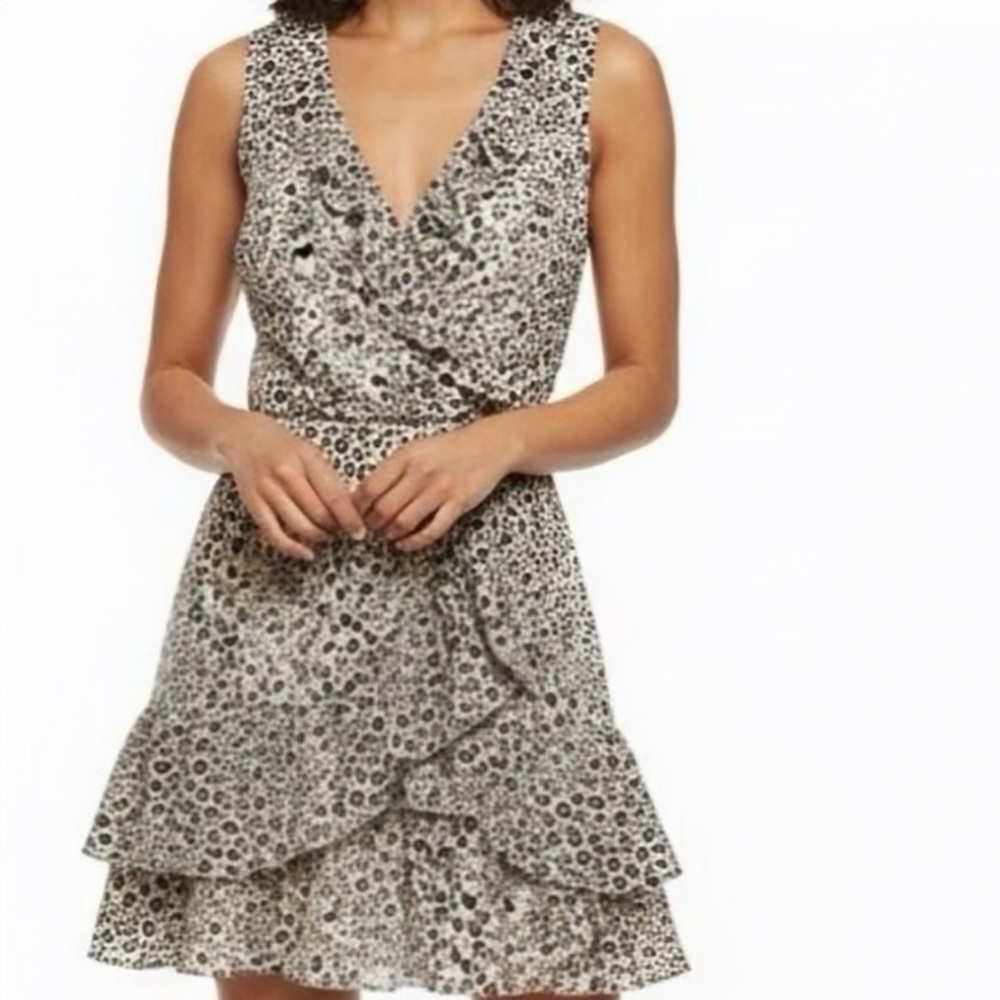 NWT Parker Brown Animal / Leopard Print Ruffled A-Line Mini Dress Size XS